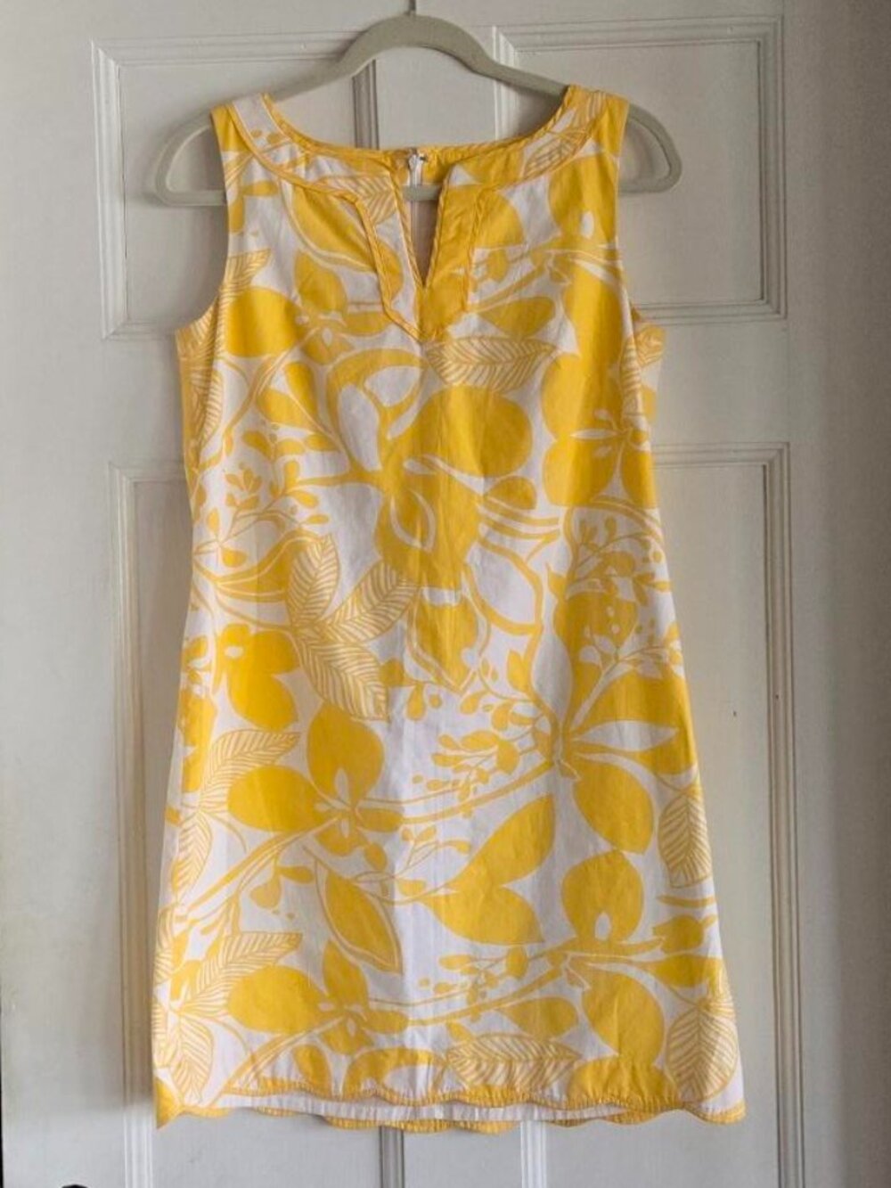 Talbots Yellow & White Floral Print Sleeveless Midi Dress